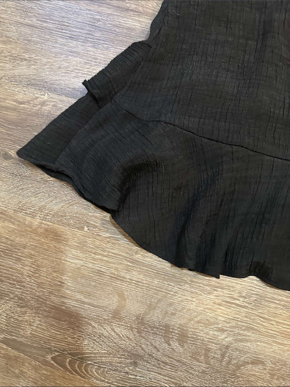 1. State Black Button-Front Ruffle Hem Mini Dress - Picture 14 of 15